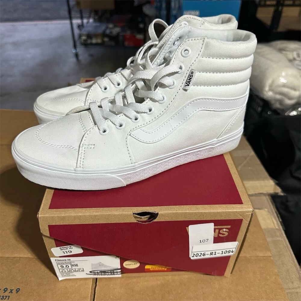 Vans Filmore Hi 'True White' Canvas High Top Skate Sneakers | Womens 9 W | EUC - Picture 2 of 9